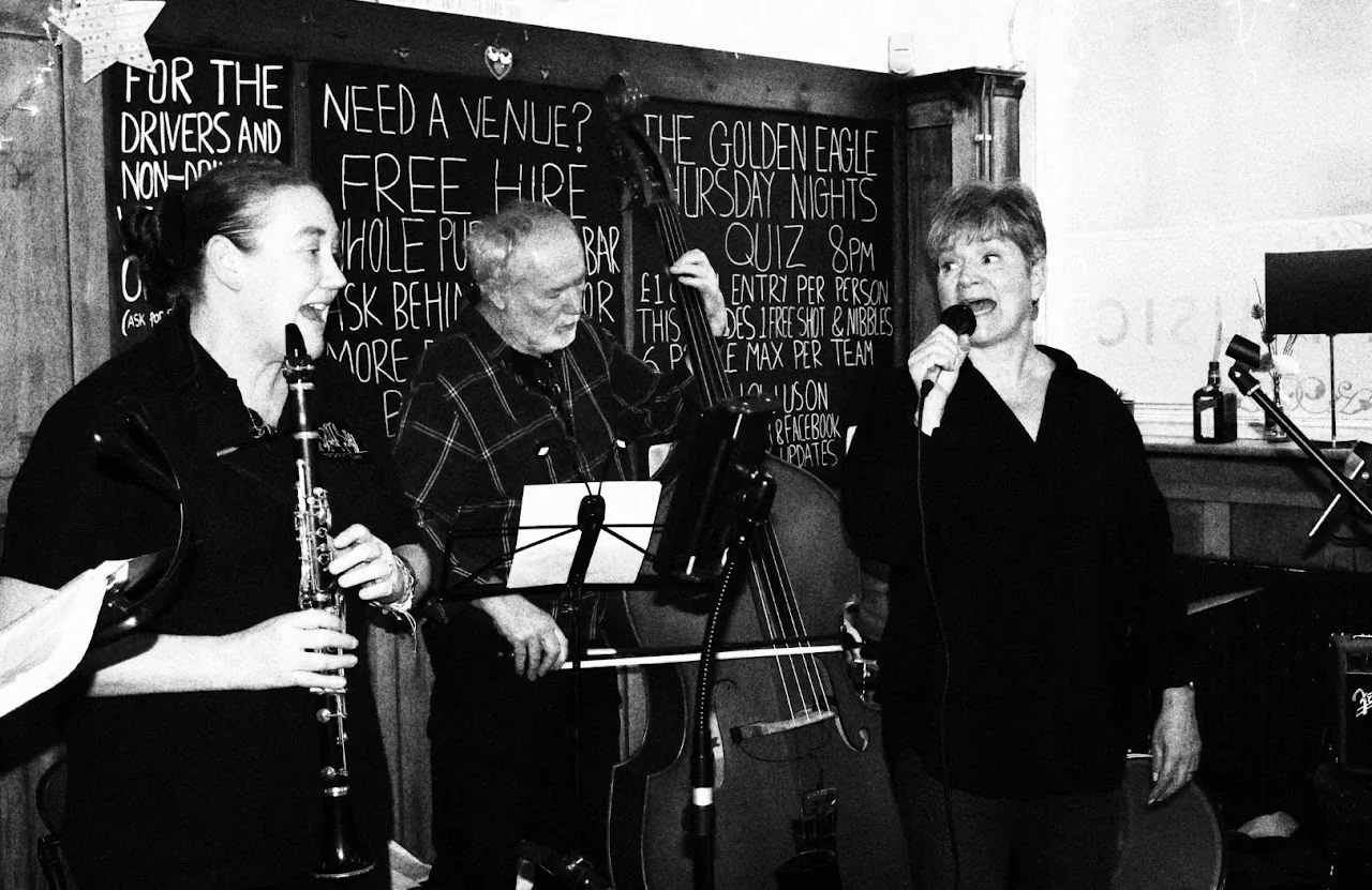 The band performing at the Golden Eagle